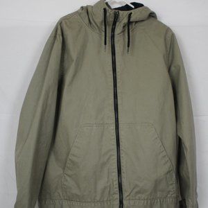 Olive Green Cotton Shell Mens Zip-Up Jacket